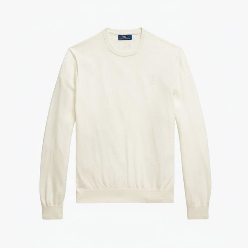 Baumwoll-Kaschmir-Pullover mit Rundhalsausschnitt Feingewand Creme S 