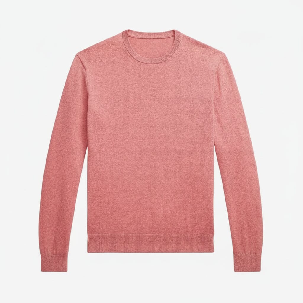 Baumwoll-Kaschmir-Pullover mit Rundhalsausschnitt Feingewand Erdbeereis S 