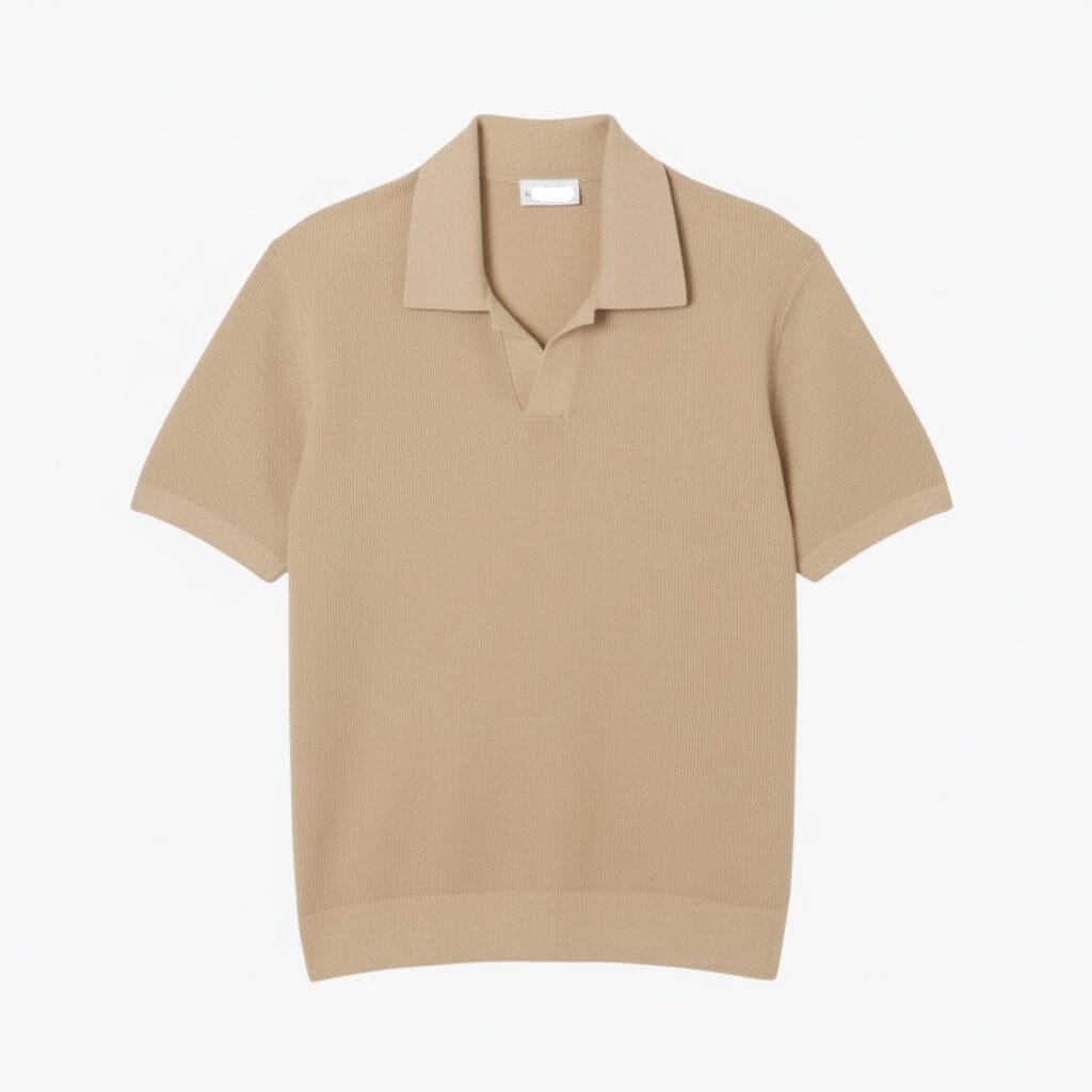 Baumwollmischung Pullover mit offenem Polokragen Feingewand Beige S 