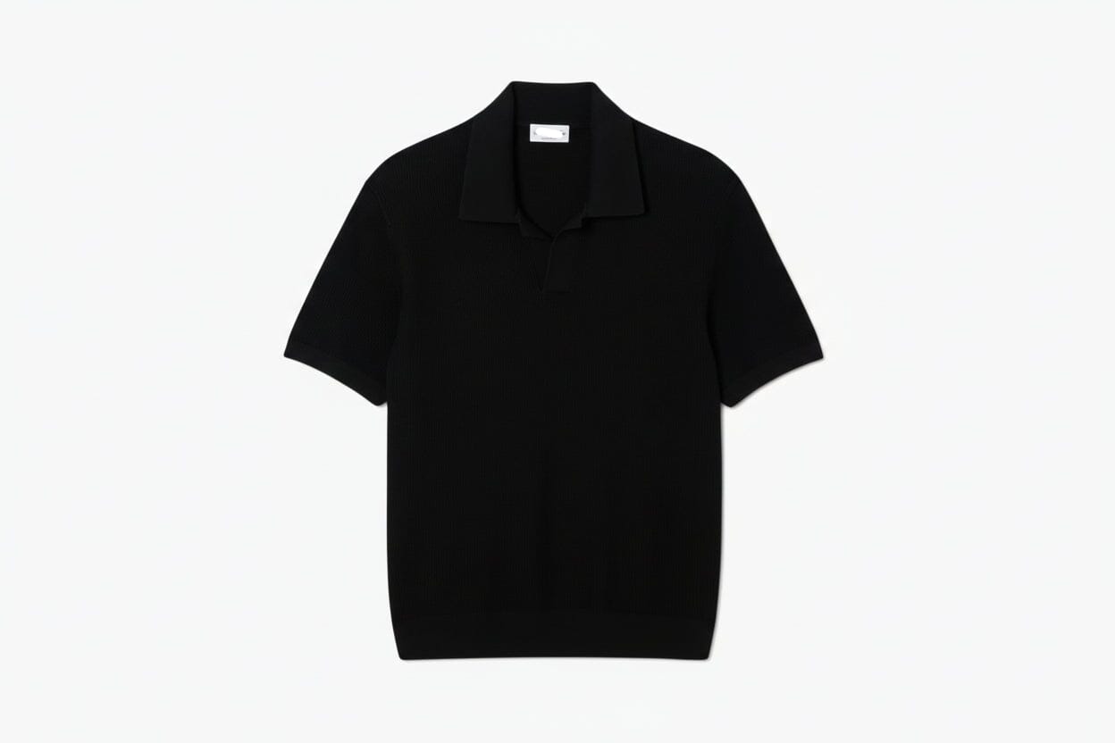 Baumwollmischung Pullover mit offenem Polokragen Feingewand Schwarz S 