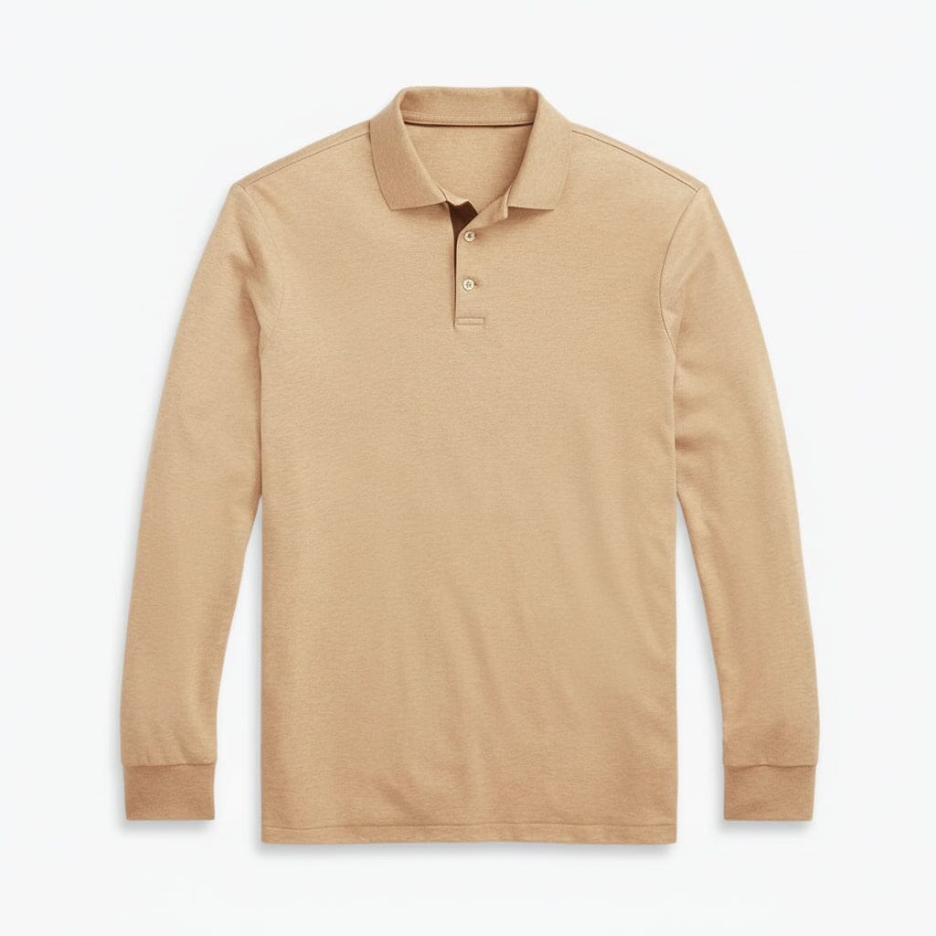 Classic Fit Poloshirt aus weicher Baumwolle Feingewand Klassisches Kamelgrau S 