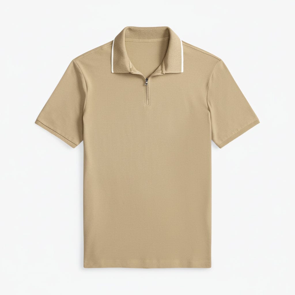 Classic Fit Stretch-Mesh-Poloshirt Feingewand Klassisches Khaki S 