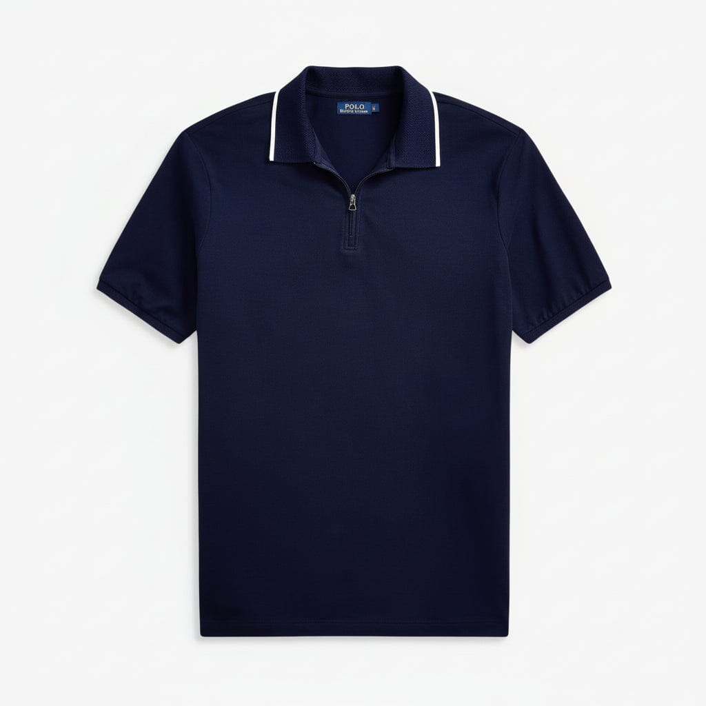 Classic Fit Stretch-Mesh-Poloshirt Feingewand Verfeinertes Marineblau S 