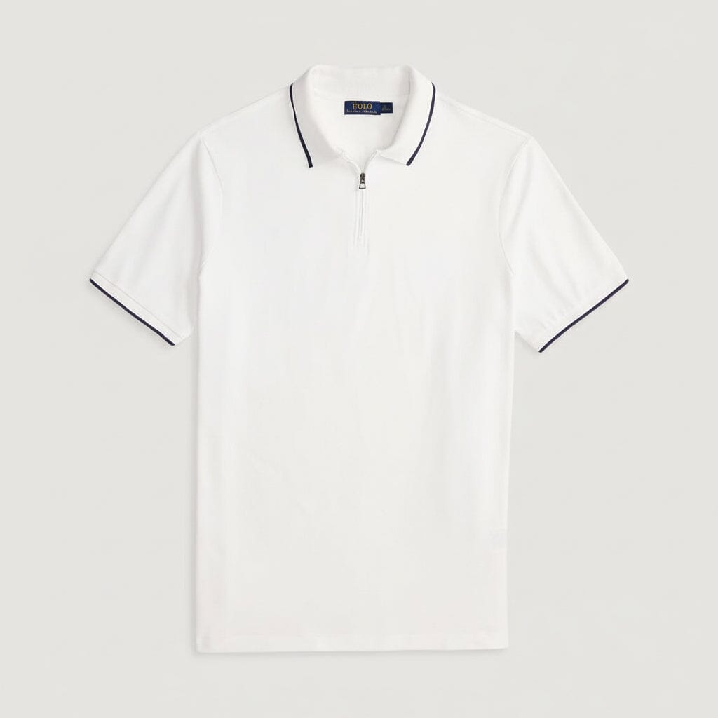 Classic Fit Stretch-Mesh-Poloshirt Feingewand Weiß S 