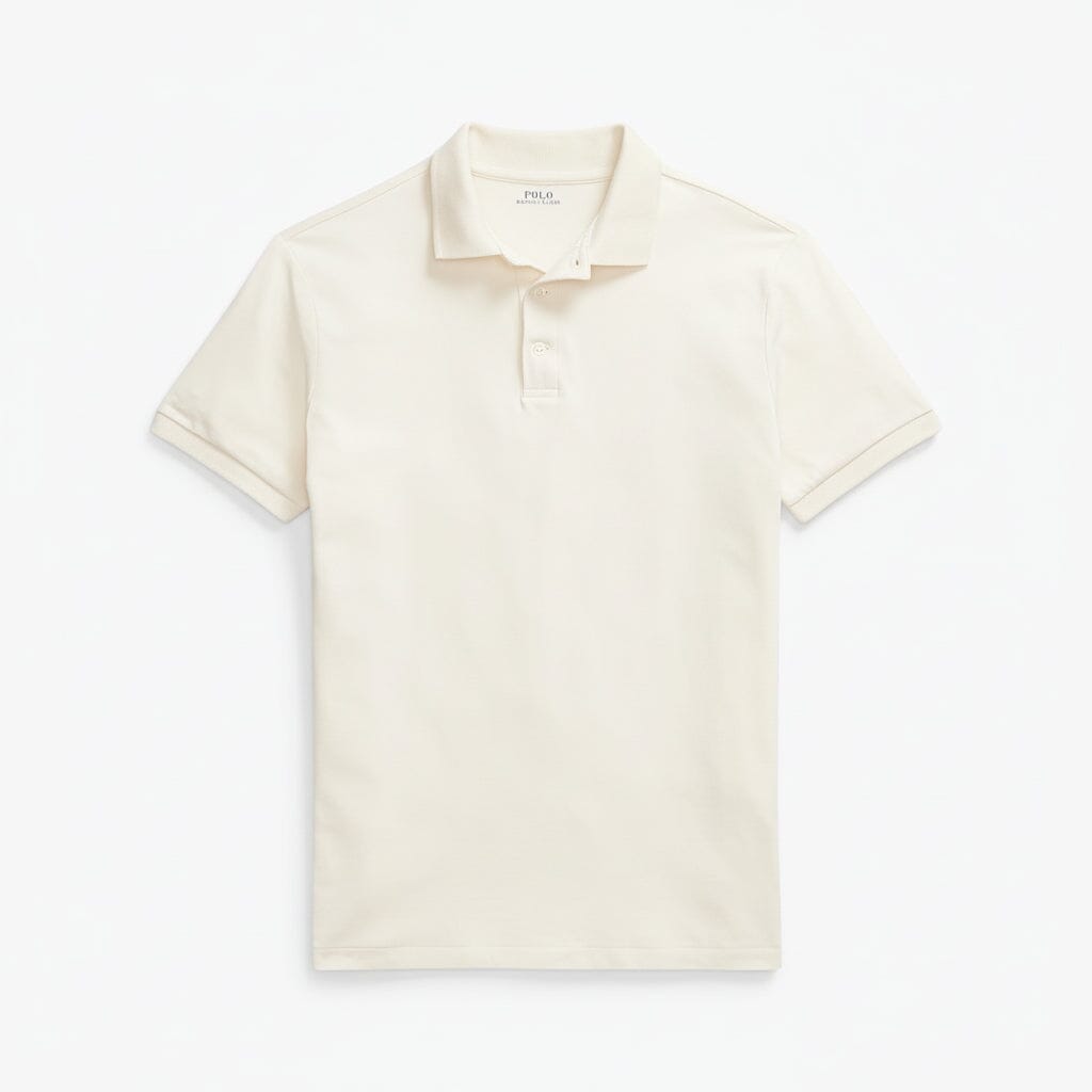 Custom Slim Fit Stretch-Mesh-Polohemd Feingewand Creme S 