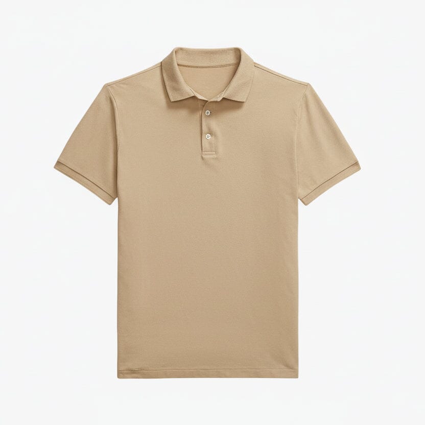 Custom Slim Fit Stretch-Mesh-Polohemd Feingewand Khaki S 