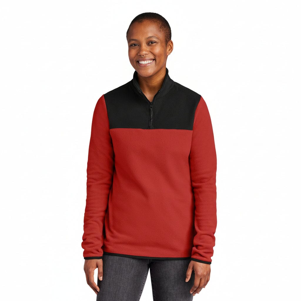 Damen-Fleecejacke „Glacier“ mit 1/4-Reißverschluss Feingewand Rage Red / Black S 