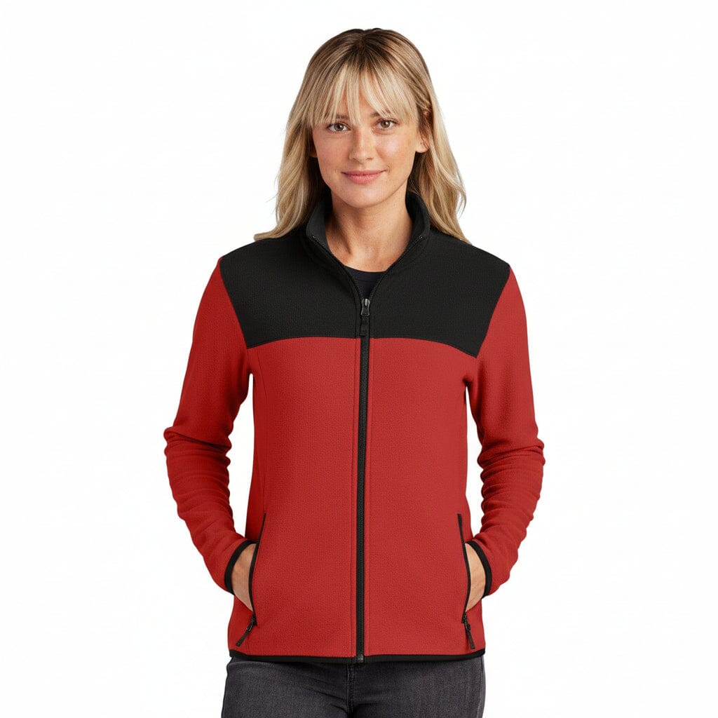 Damen-Fleecejacke „Glacier“ mit durchgehendem Reißverschluss Feingewand Rage Red / Black S 