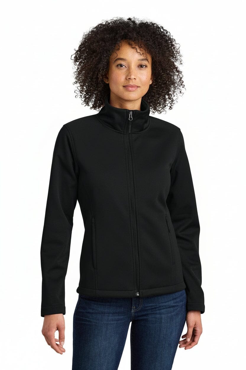 Damen-Softshelljacke mit Brustlogo und Ridgewall-Design Feingewand Schwarz S 