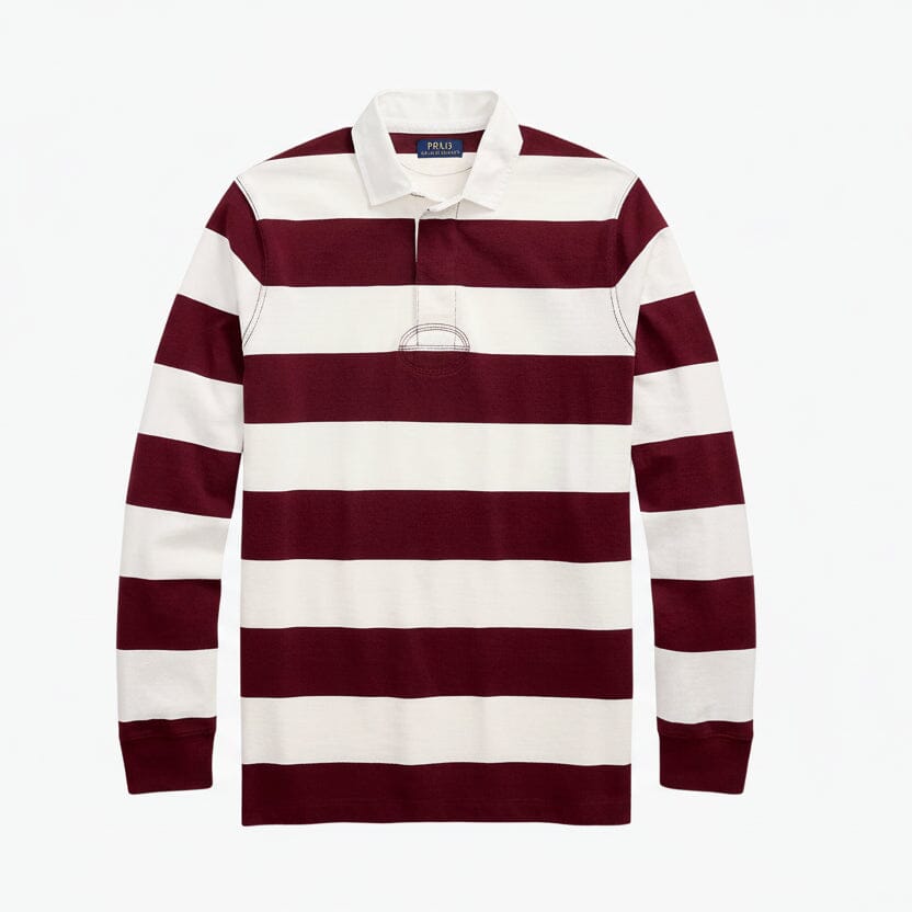 Das legendäre Rugby-Shirt Feingewand Klassischer Wein/Sahne S 