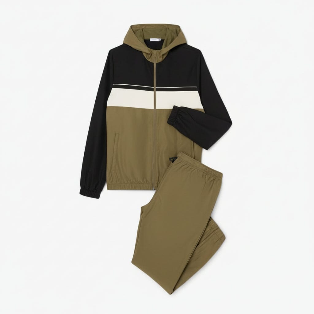 Diamond Taffeta Sport-Trainingsanzug Feingewand Khakigrün / Schwarz / Weiß S 