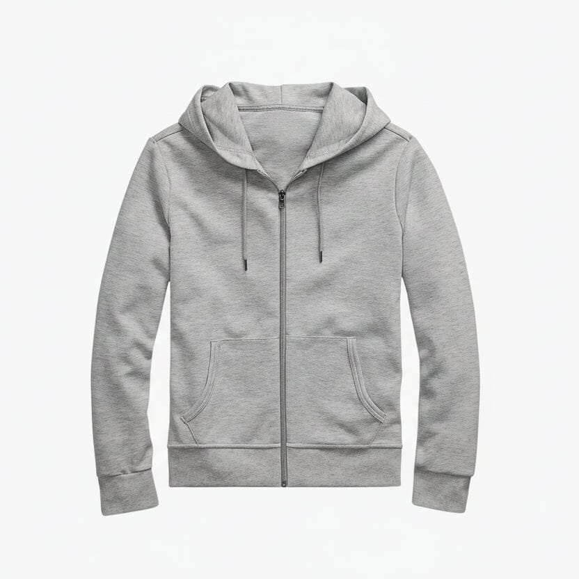 Doppelstrick-Kapuzenpullover mit durchgehendem Reißverschluss Feingewand Leichtes Sport-Heather S 