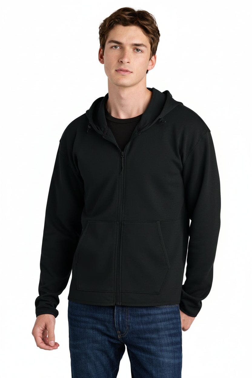 Double-Strick-Kapuzenjacke mit durchgehendem Reißverschluss Feingewand 