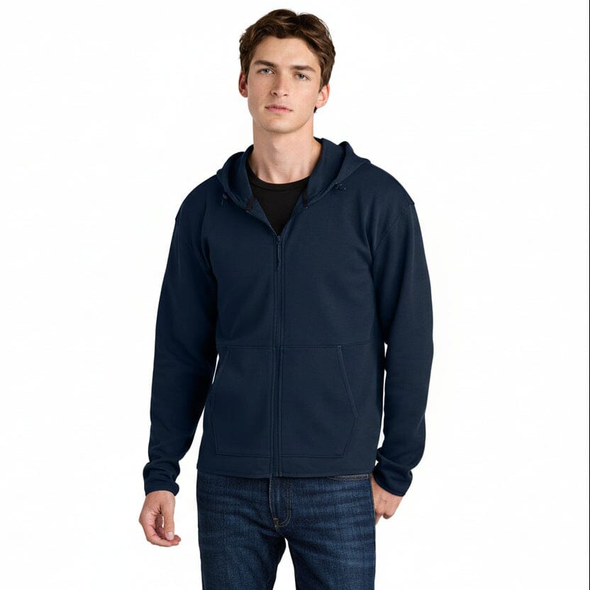 Double-Strick-Kapuzenjacke mit durchgehendem Reißverschluss Feingewand 