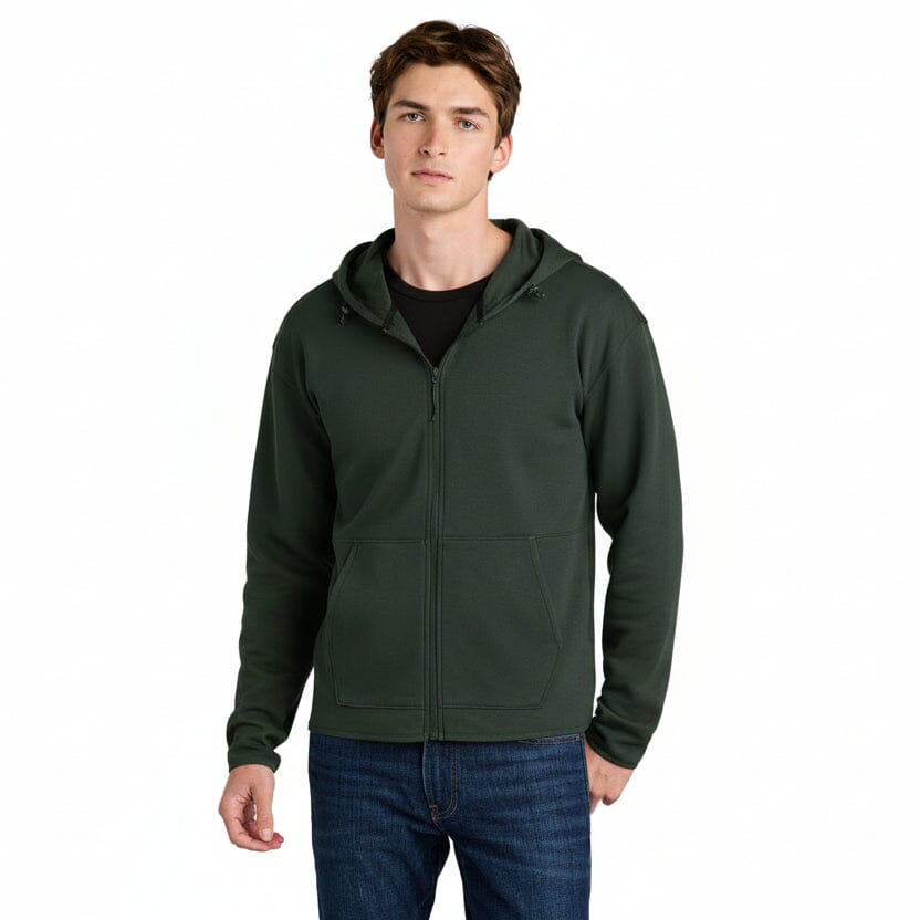 Double-Strick-Kapuzenjacke mit durchgehendem Reißverschluss Feingewand 