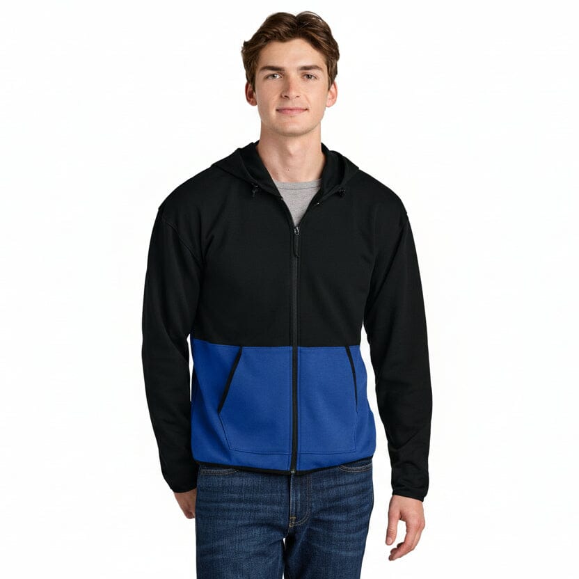 Double-Strick-Kapuzenjacke mit durchgehendem Reißverschluss Feingewand 