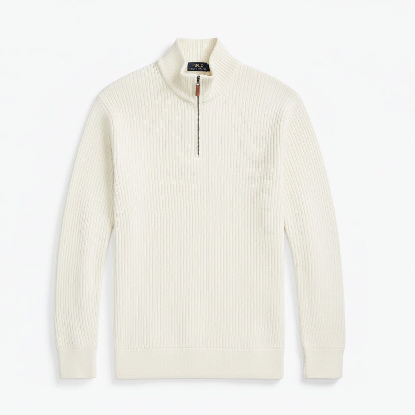Estate-Rib Quarter-Zip Pullover Feingewand Pergamentcreme S 