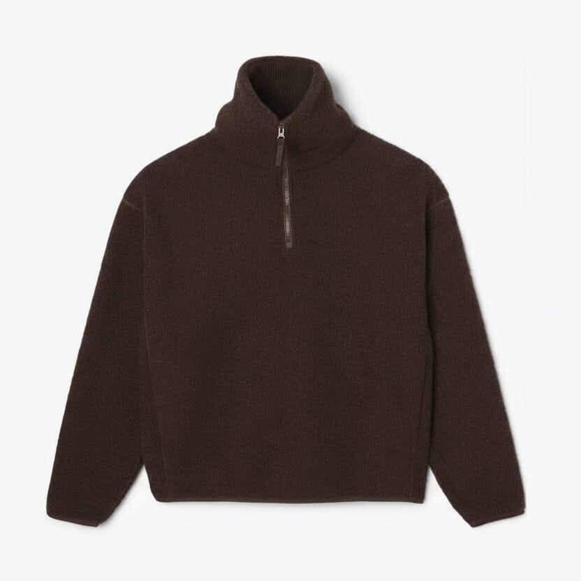 Fleece-Sweatshirt mit hohem Reißverschluss am Kragen Feingewand Braun S 