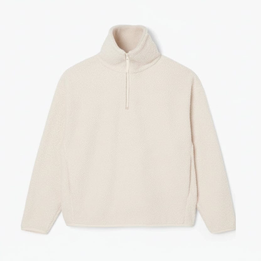 Fleece-Sweatshirt mit hohem Reißverschluss am Kragen Feingewand Weiß S 