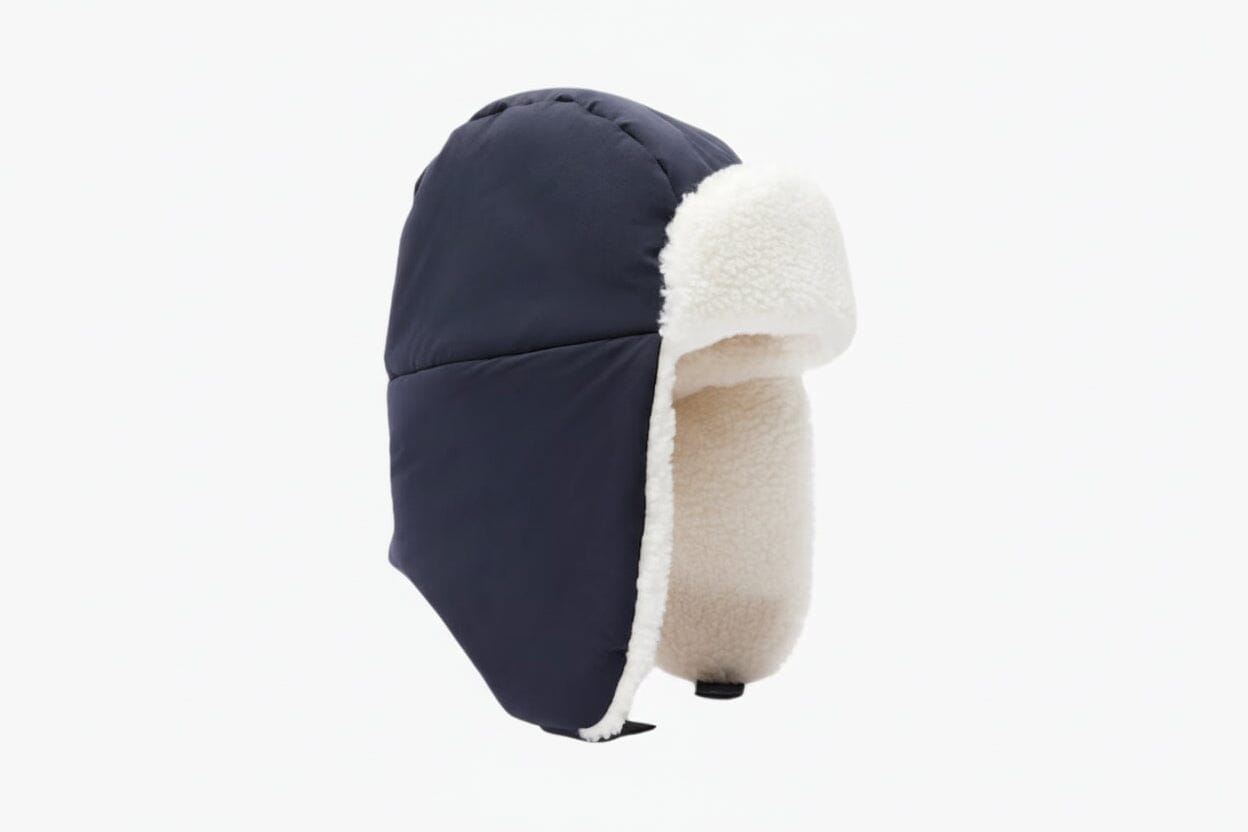 Fleecegefütterte, wasserabweisende Chapka Feingewand Marineblau / Weiß 