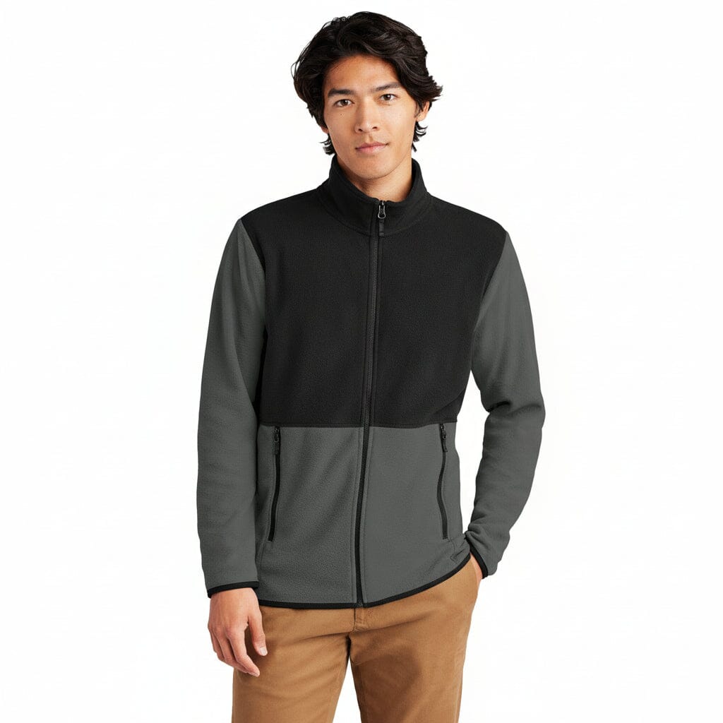 Glacier Fleecejacke mit durchgehendem Reißverschluss Feingewand Asphaltgrau/ Schwarz S 