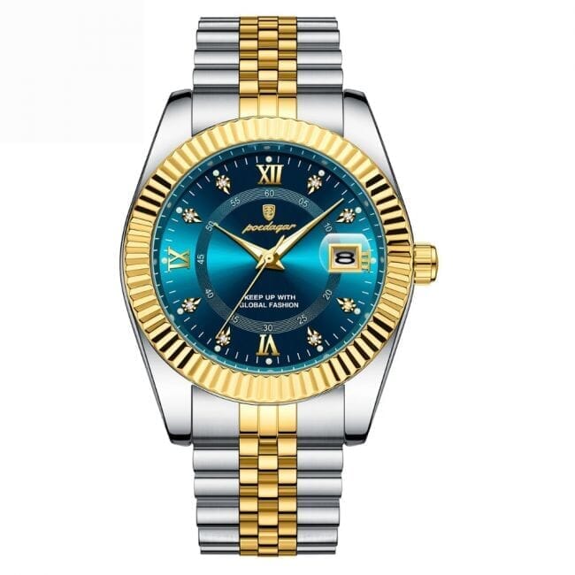 GoldenStar – 40-mm-Uhr | Wasserdicht | Edelstahl Feingewand Blau 