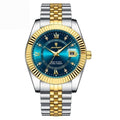 GoldenStar – 40-mm-Uhr | Wasserdicht | Edelstahl Feingewand Blau 