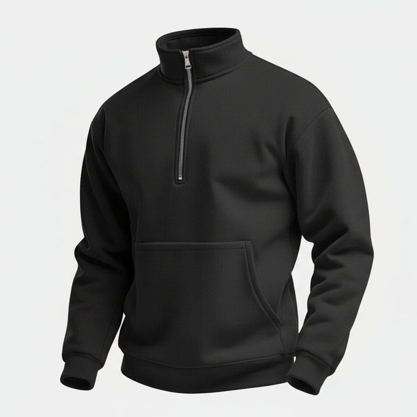 Half Zip Sweater Feingewand Schwarz S 