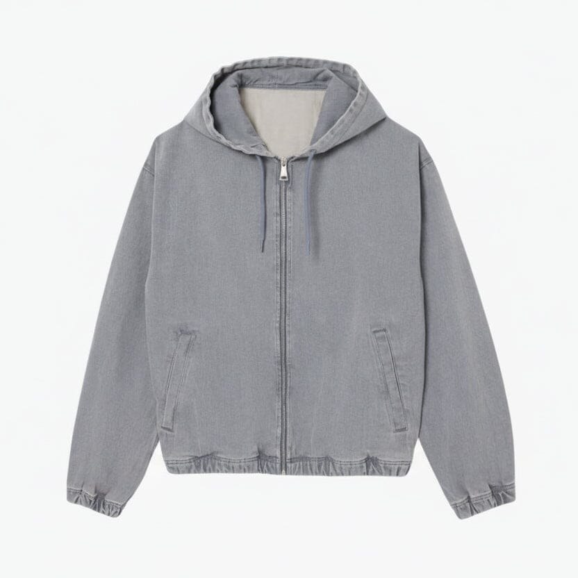 Jeansjacke mit Kapuze im Washed-Effect-Look Feingewand Blau S 