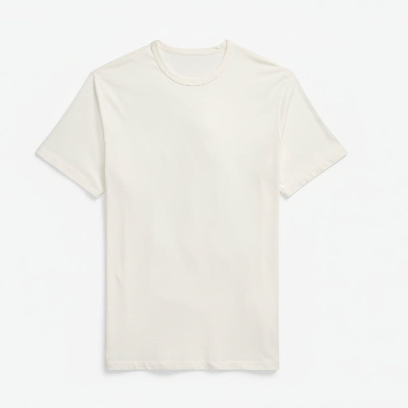 Jersey Rundhals-T-Shirt Feingewand Creme S 