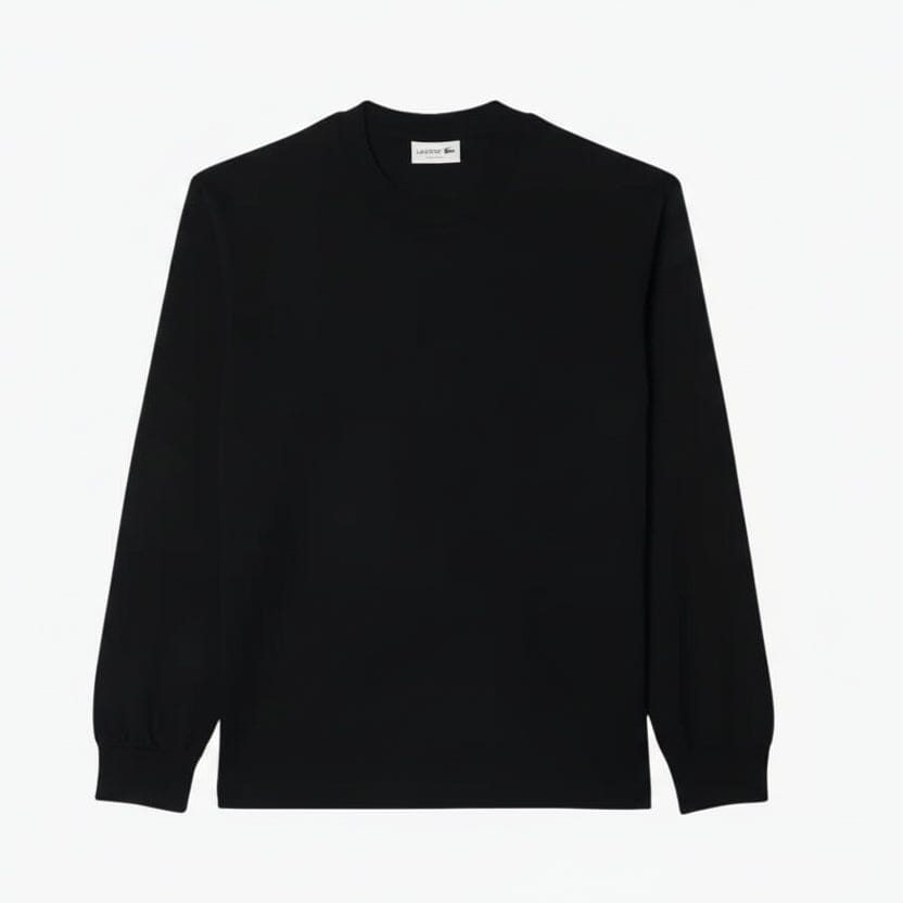 Langarm-Baumwoll-T-Shirt Feingewand Schwarz S 