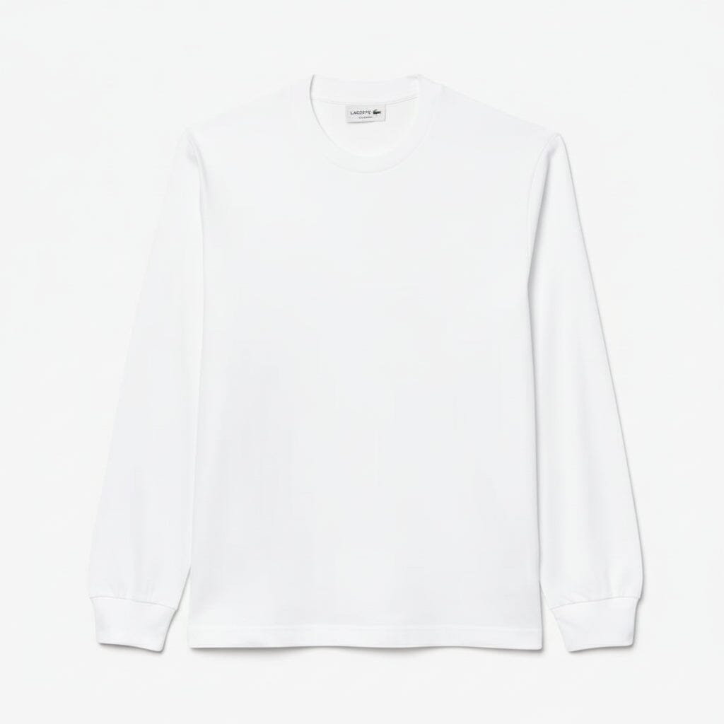 Langarm-Baumwoll-T-Shirt Feingewand Weiß S 